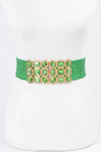 Multi Stone Metallic Straw Stretch Belt | Mixtshop LLC