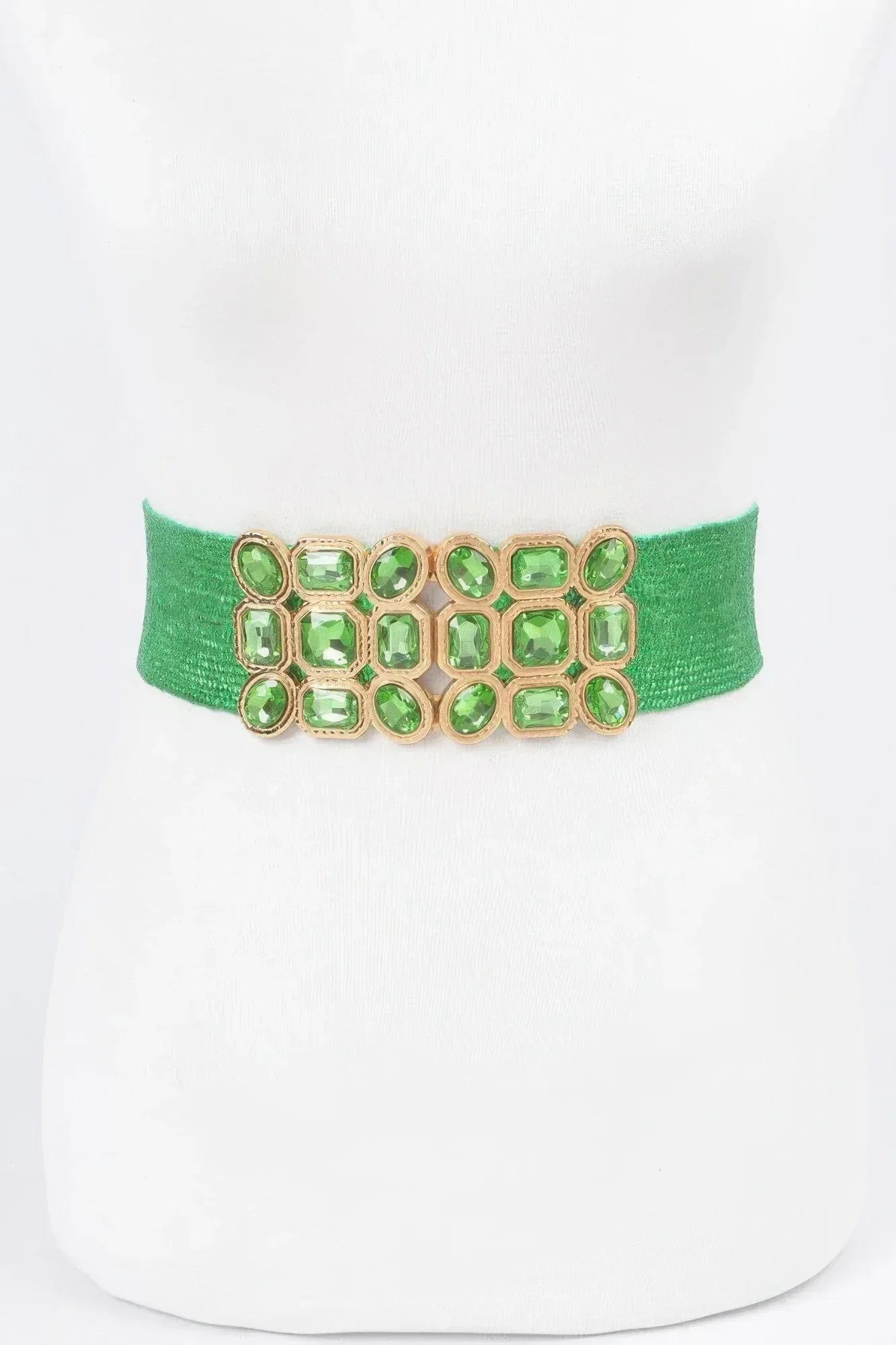 Multi Stone Metallic Straw Stretch Belt | Mixtshop LLC