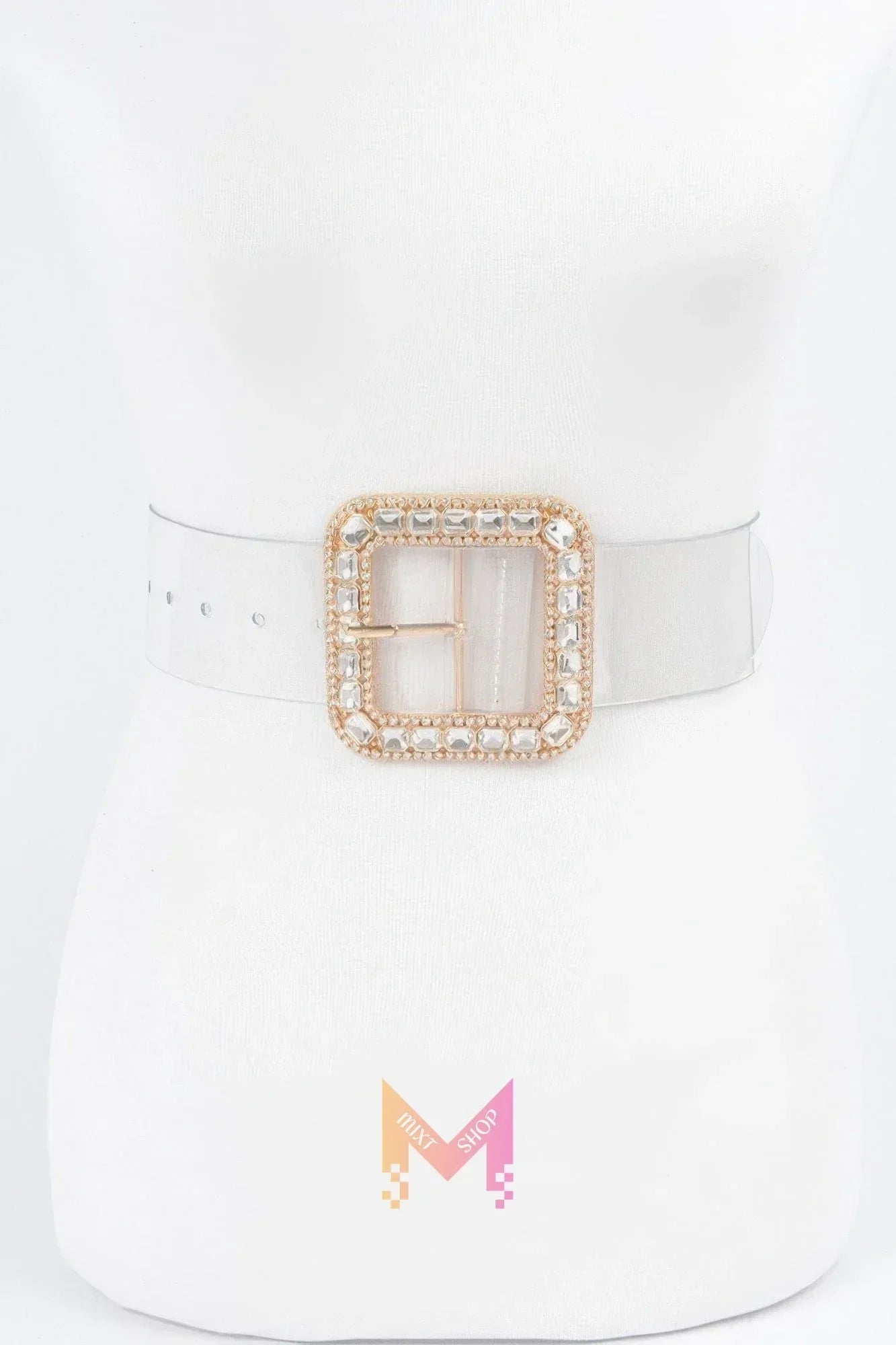 Stone Metal Buckle Clear Belt | Mixtshop LLC Main image