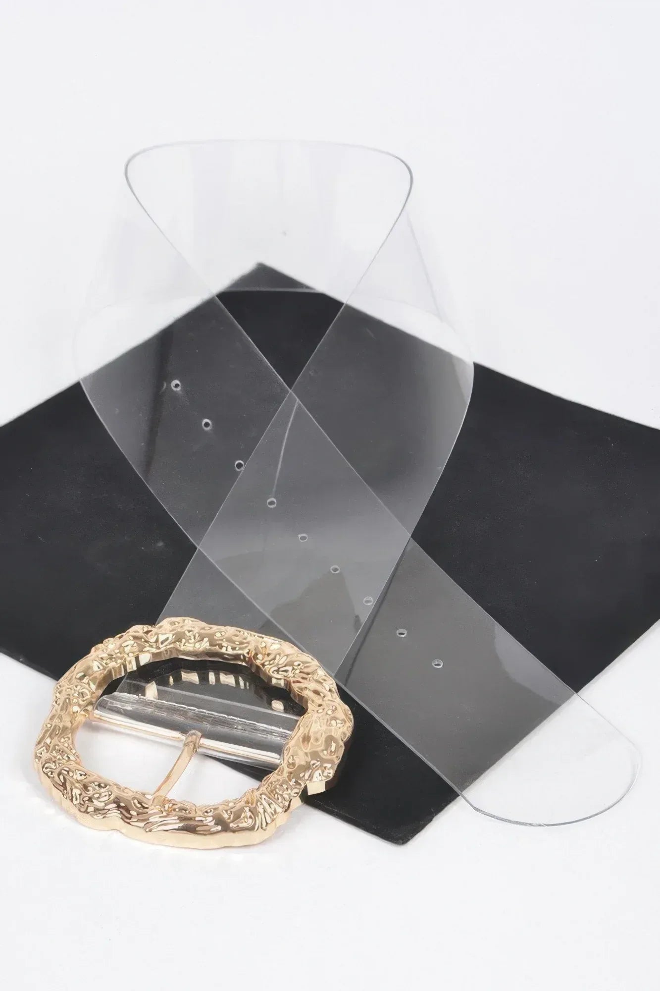 Big Vintage Round Metal Buckle Clear Belt | Mixtshop LLC