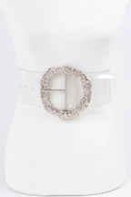 Big Vintage Round Metal Buckle Clear Belt | Mixtshop LLC