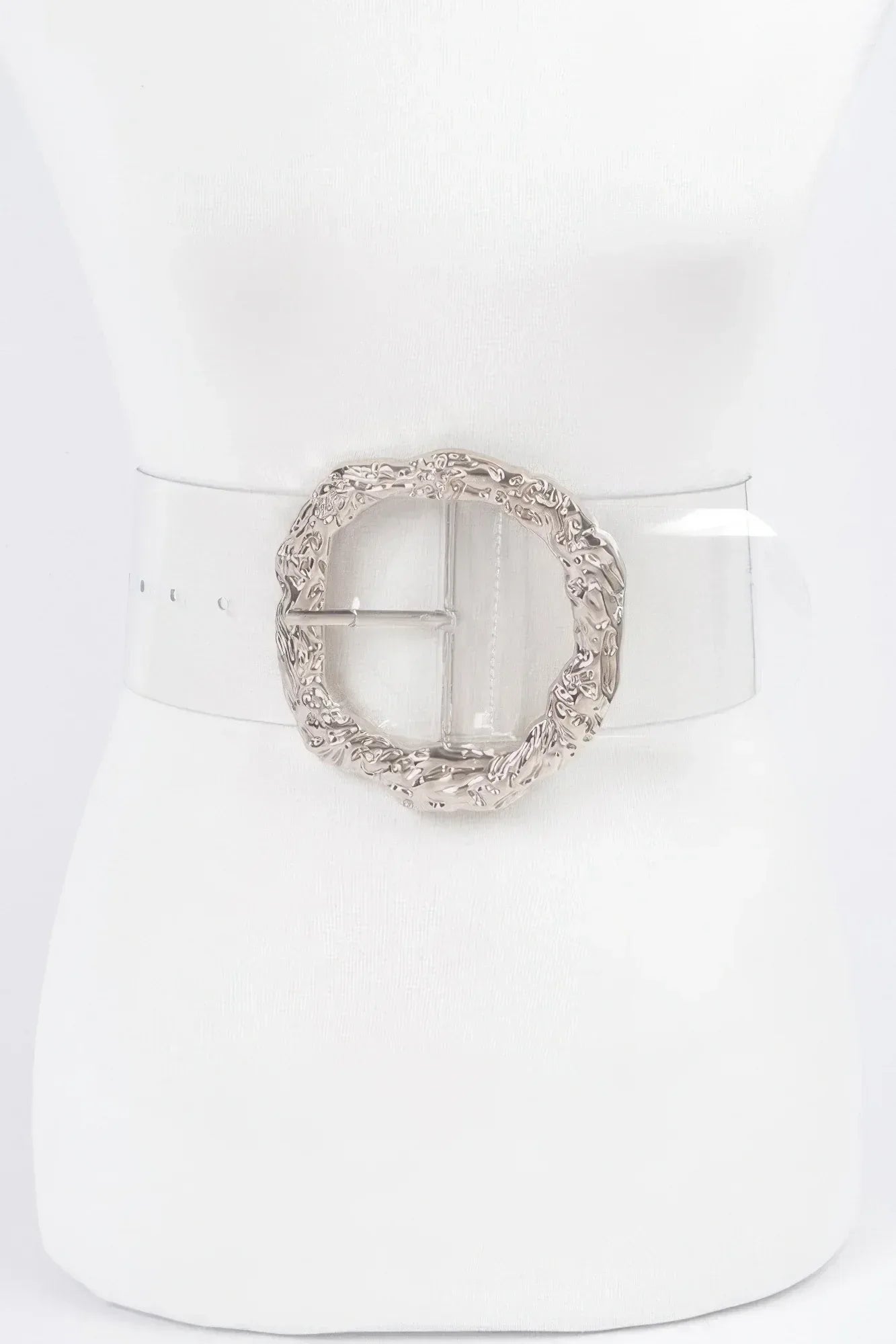 Big Vintage Round Metal Buckle Clear Belt | Mixtshop LLC