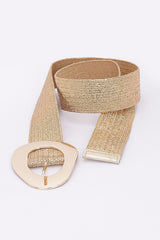 Vintage Metal Buckle Metallic Stretch Straw Belt | Mixtshop LLC