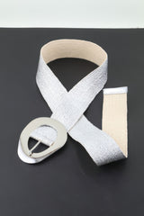 Vintage Metal Buckle Metallic Stretch Straw Belt | Mixtshop LLC