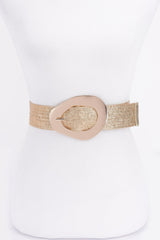 Vintage Metal Buckle Metallic Stretch Straw Belt | Mixtshop LLC
