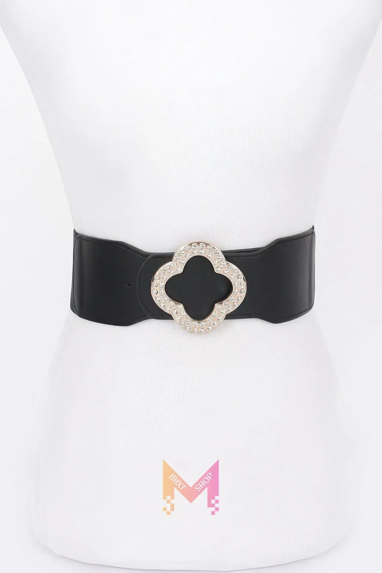 Faux Leather Metal Metal Buckle Stretch Belt | Mixtshop LLC Main image
