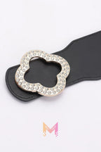 Faux Leather Metal Metal Buckle Stretch Belt | Mixtshop LLC