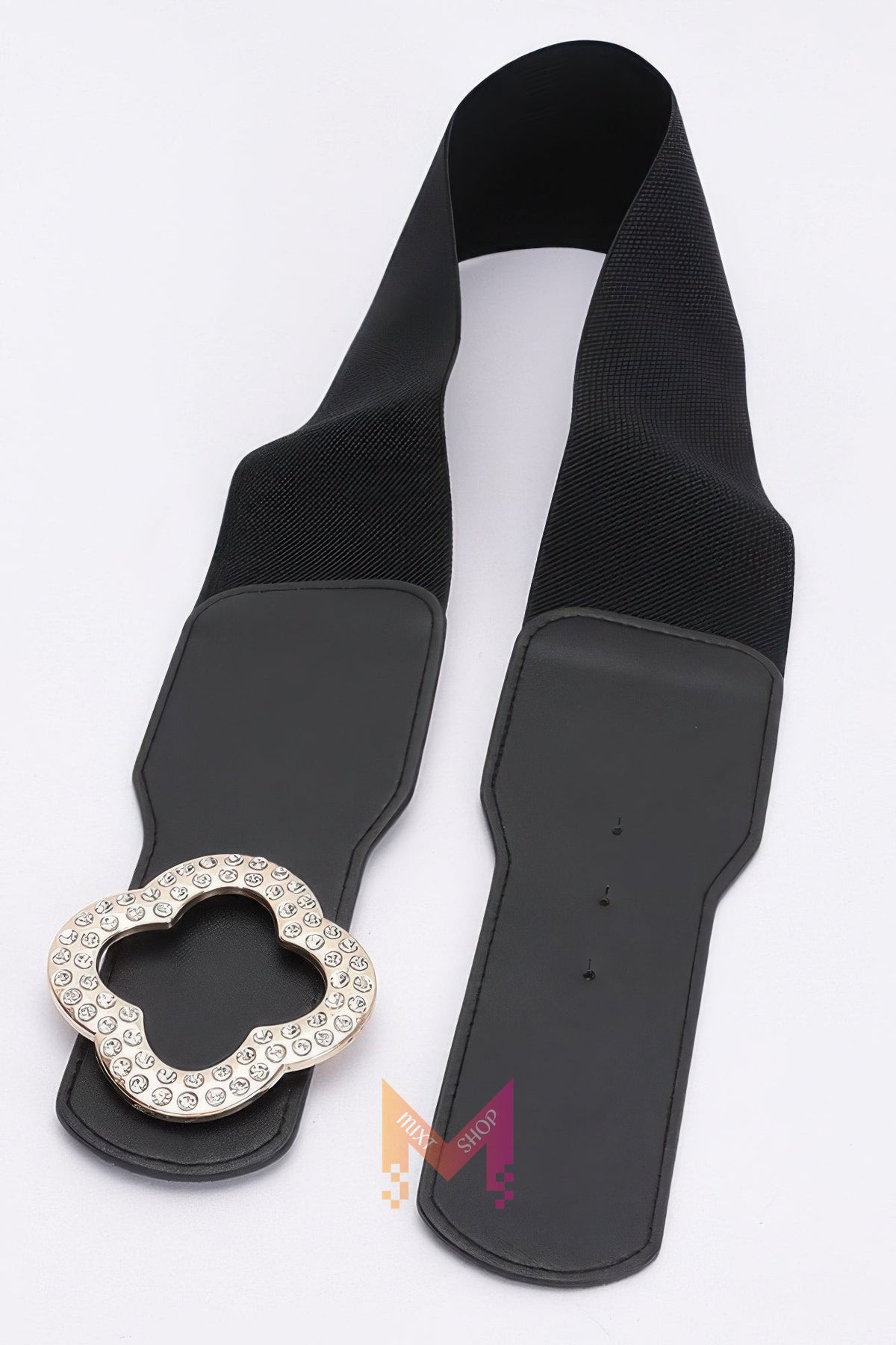 Faux Leather Metal Metal Buckle Stretch Belt | Mixtshop LLC