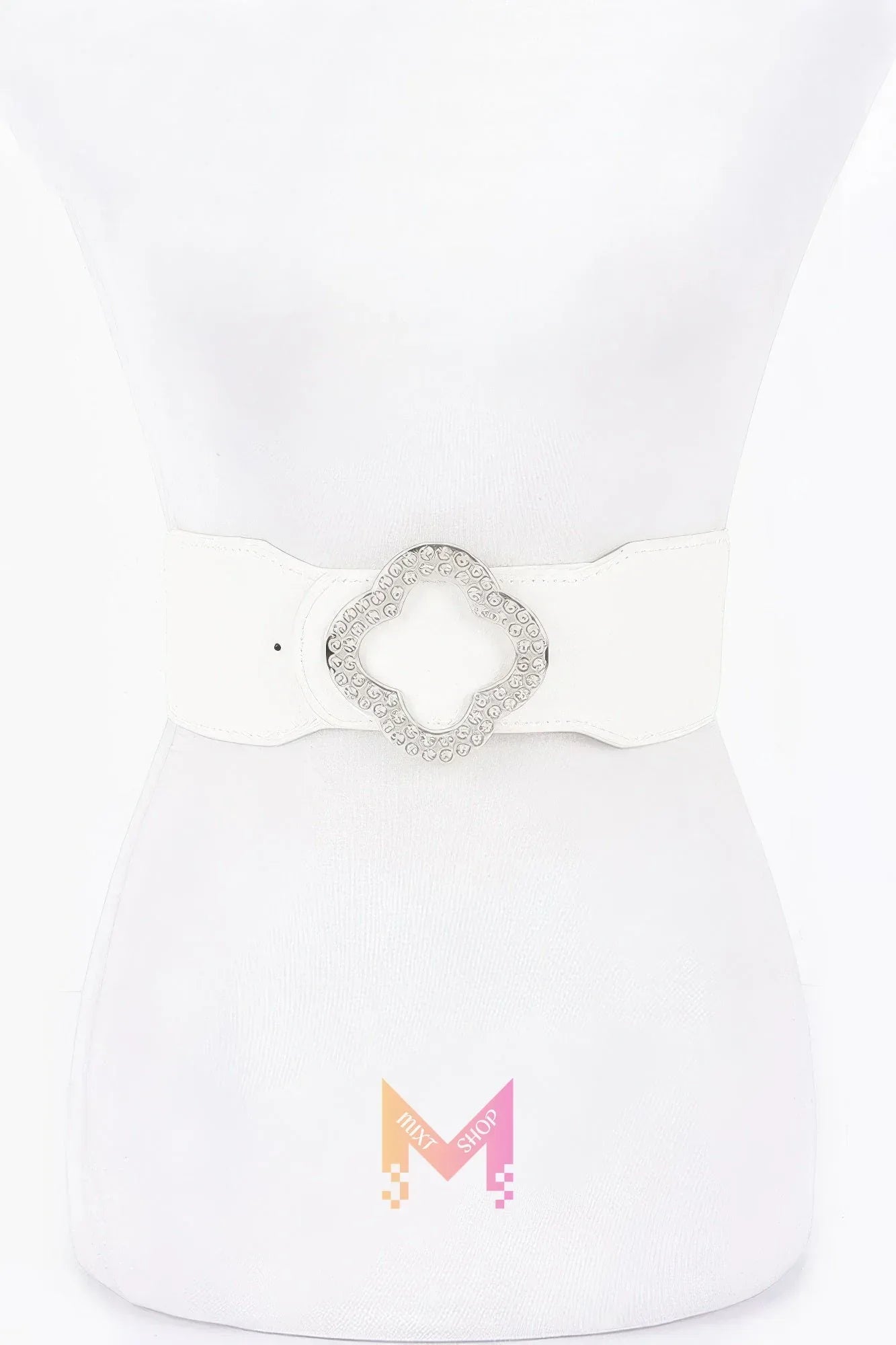 Faux Leather Metal Metal Buckle Stretch Belt | Mixtshop LLC