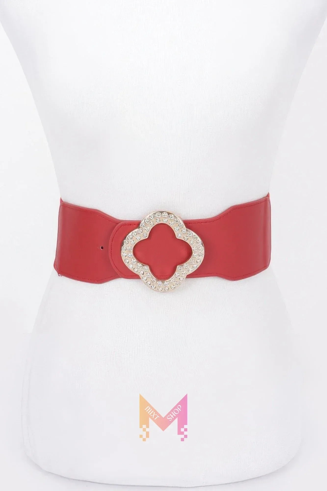 Faux Leather Metal Metal Buckle Stretch Belt | Mixtshop LLC