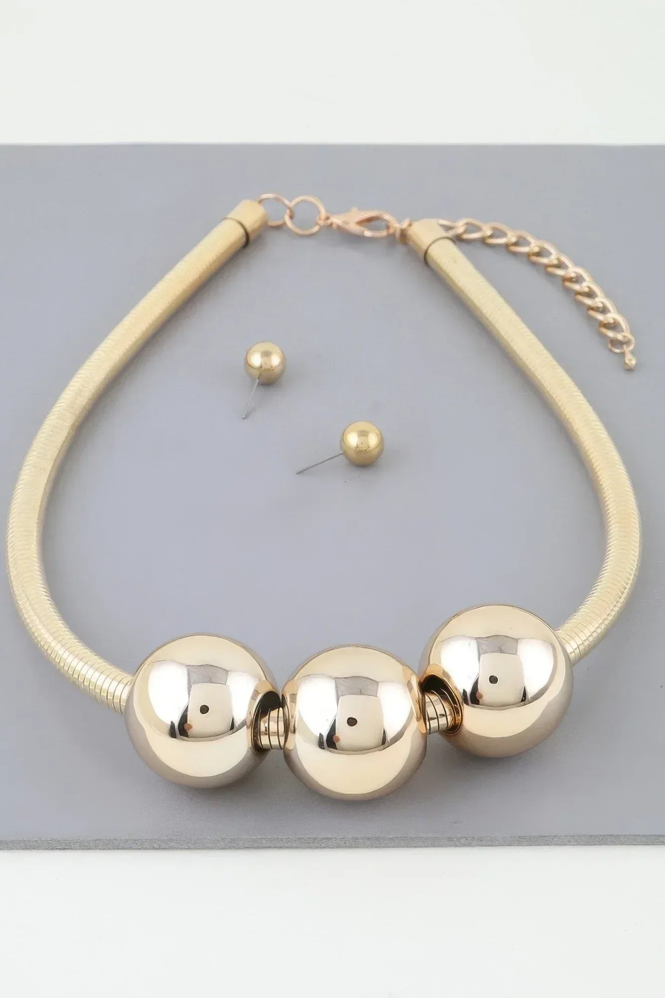 Triple Shiny Bead Statement Necklace | Mixtshop LLC