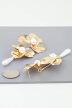 Shiny Pearled Flower Drop Earrings | Mixtshop LLC