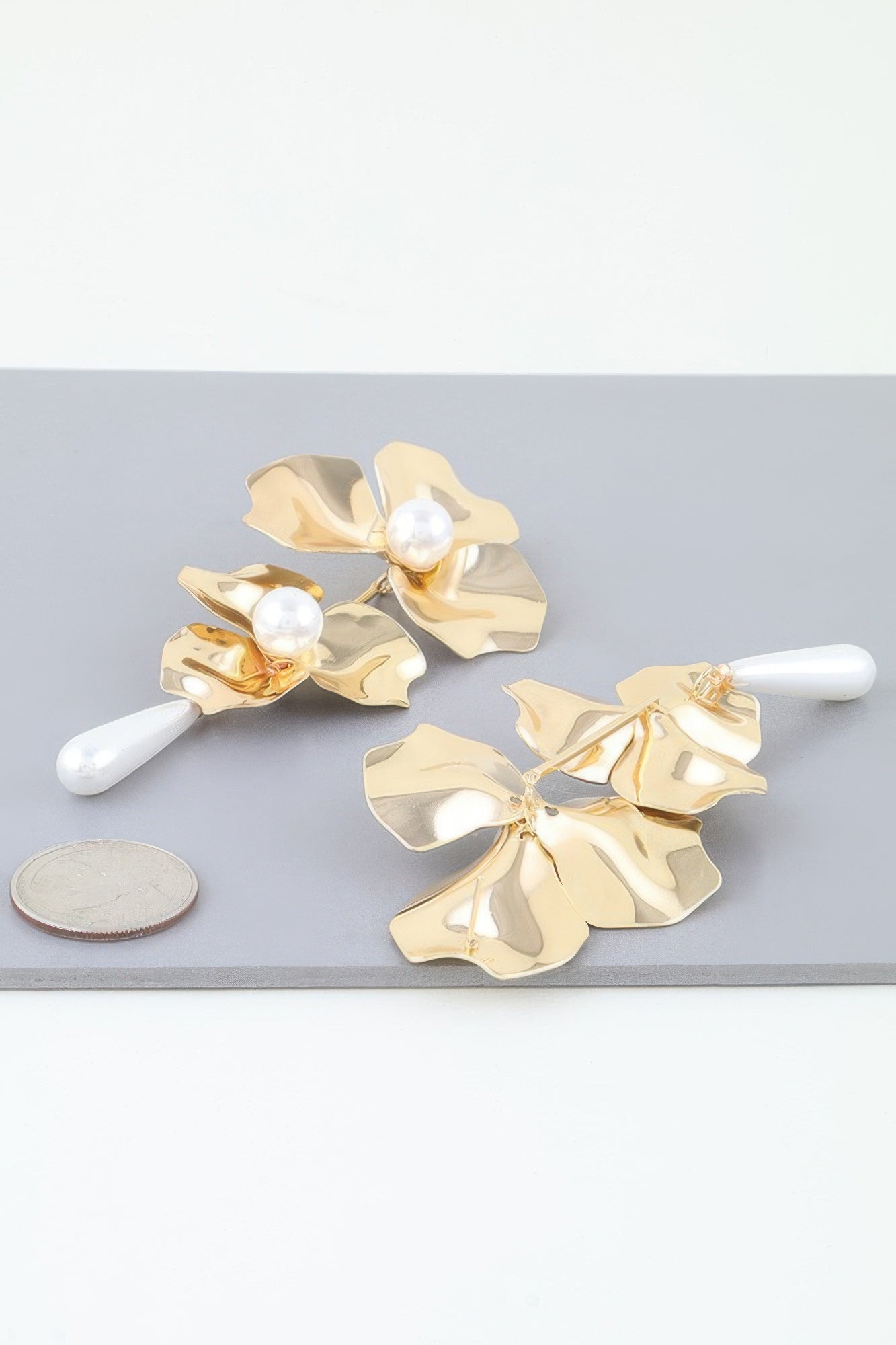 Shiny Pearled Flower Drop Earrings | Mixtshop LLC