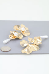 Shiny Pearled Flower Drop Earrings | Mixtshop LLC