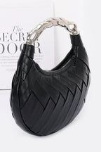 Faux Leather Braided Metal Handle Clutch | Mixtshop LLC