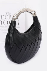 Faux Leather Braided Metal Handle Clutch | Mixtshop LLC