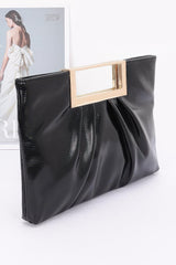 Faux Leather Metal Handle Clutch | Mixtshop LLC