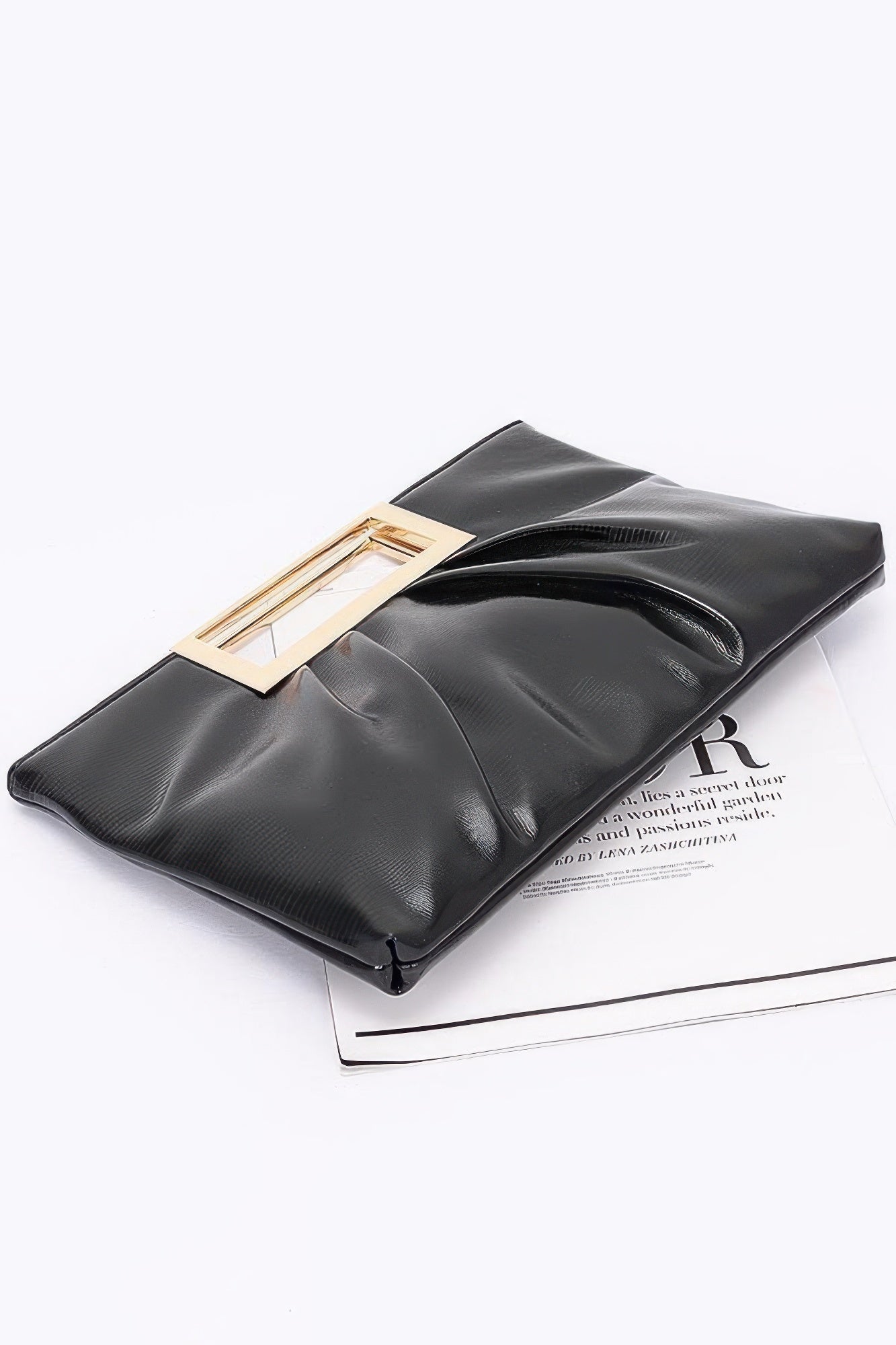 Faux Leather Metal Handle Clutch | Mixtshop LLC
