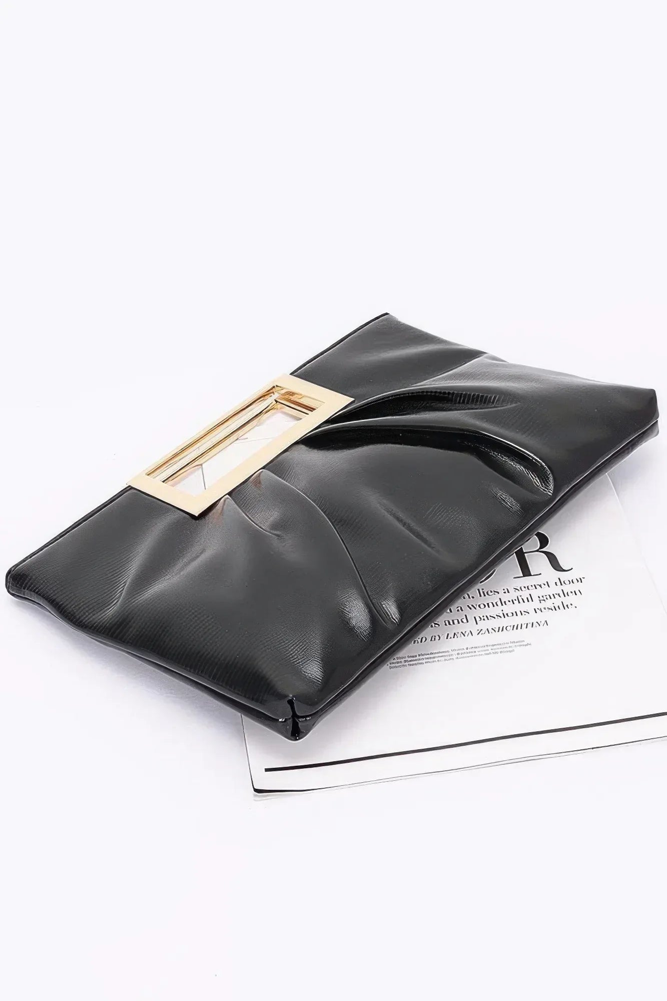 Faux Leather Metal Handle Clutch | Mixtshop LLC