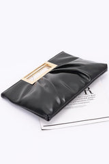 Faux Leather Metal Handle Clutch | Mixtshop LLC