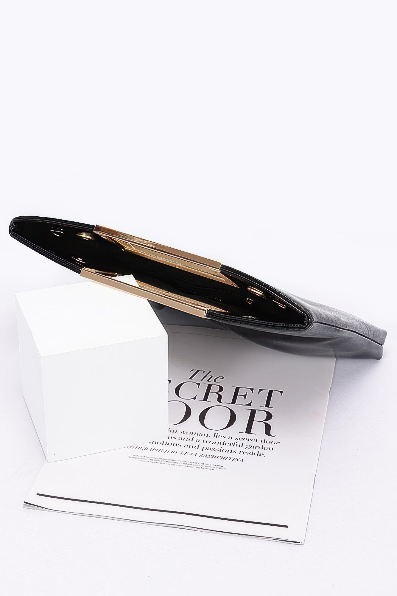 Faux Leather Metal Handle Clutch | Mixtshop LLC
