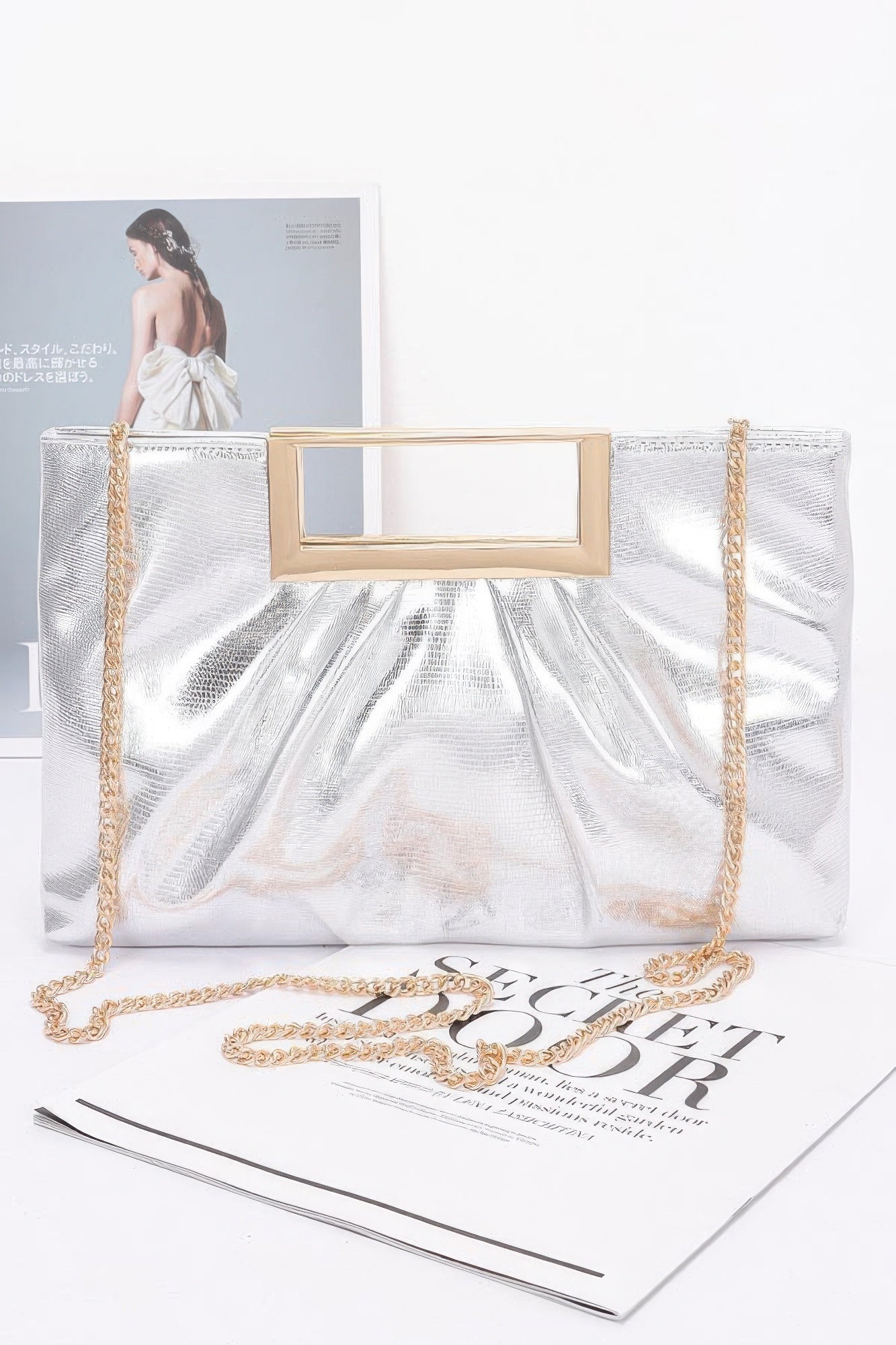 Faux Leather Metal Handle Clutch | Mixtshop LLC