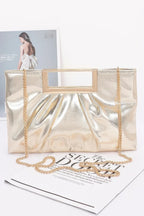 Faux Leather Metal Handle Clutch | Mixtshop LLC