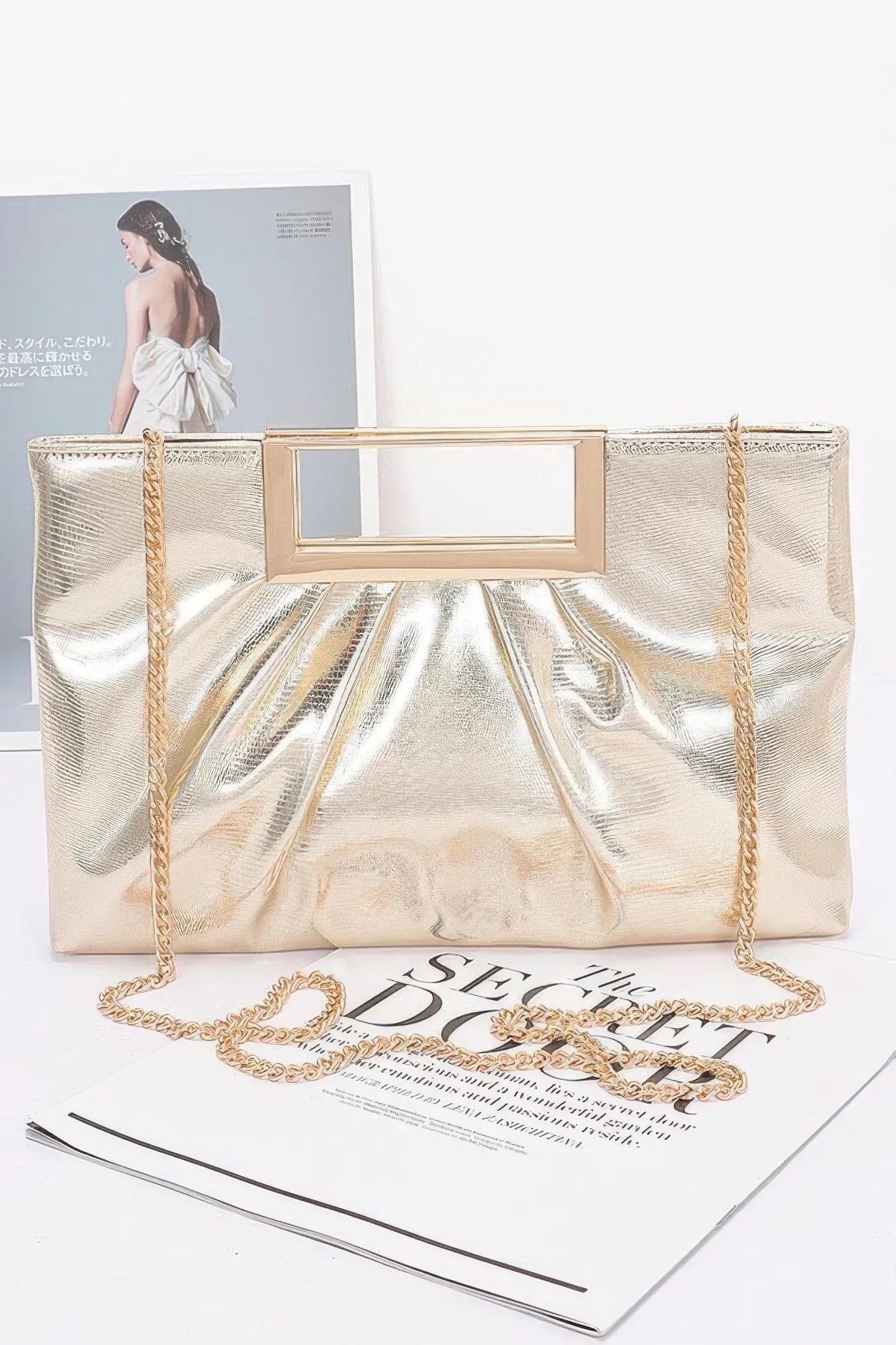 Faux Leather Metal Handle Clutch | Mixtshop LLC
