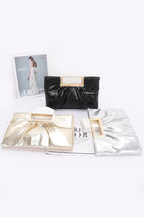 Faux Leather Metal Handle Clutch | Mixtshop LLC