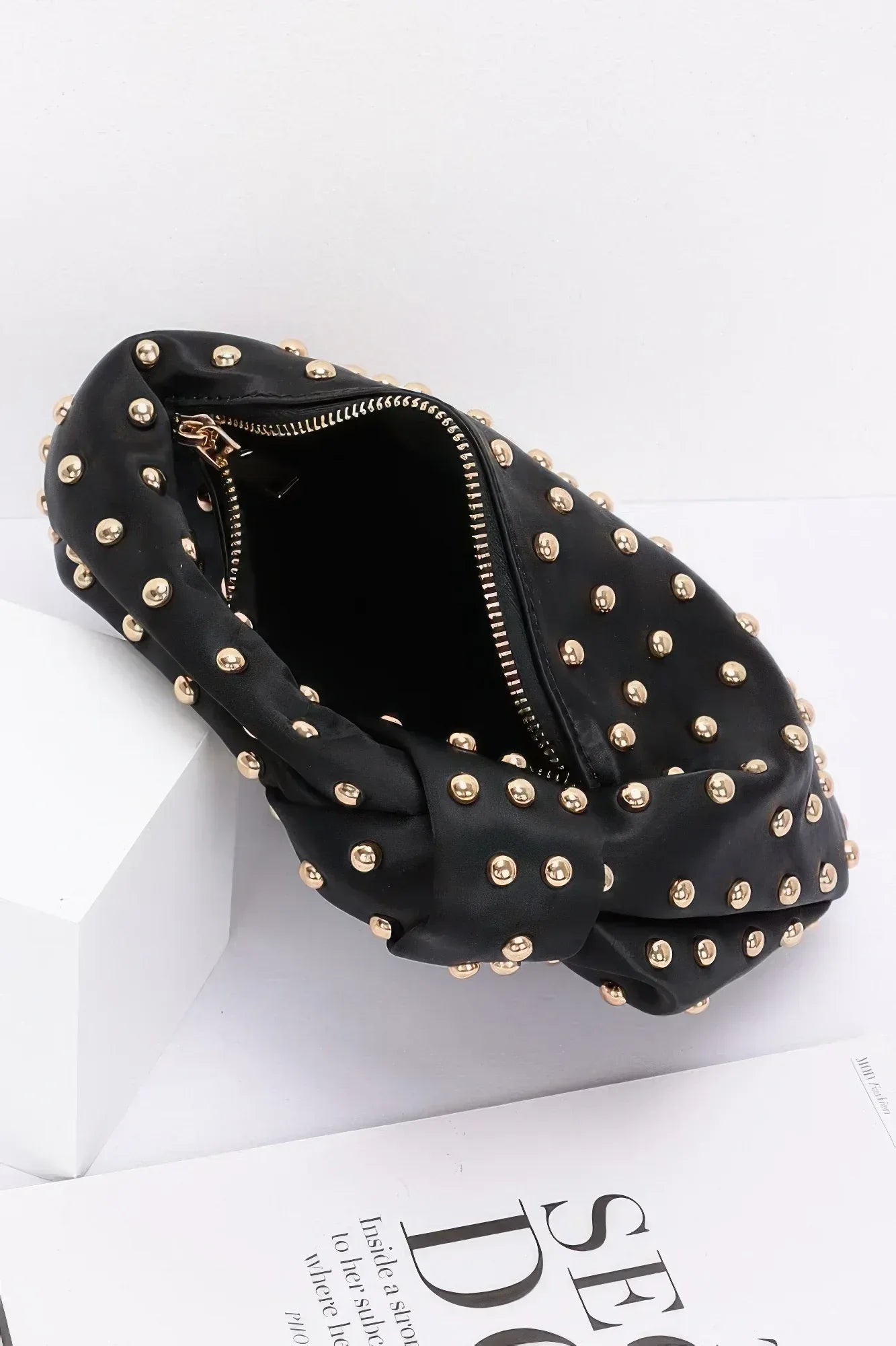 Satin Metal Studded Hobo Bag Secondary image