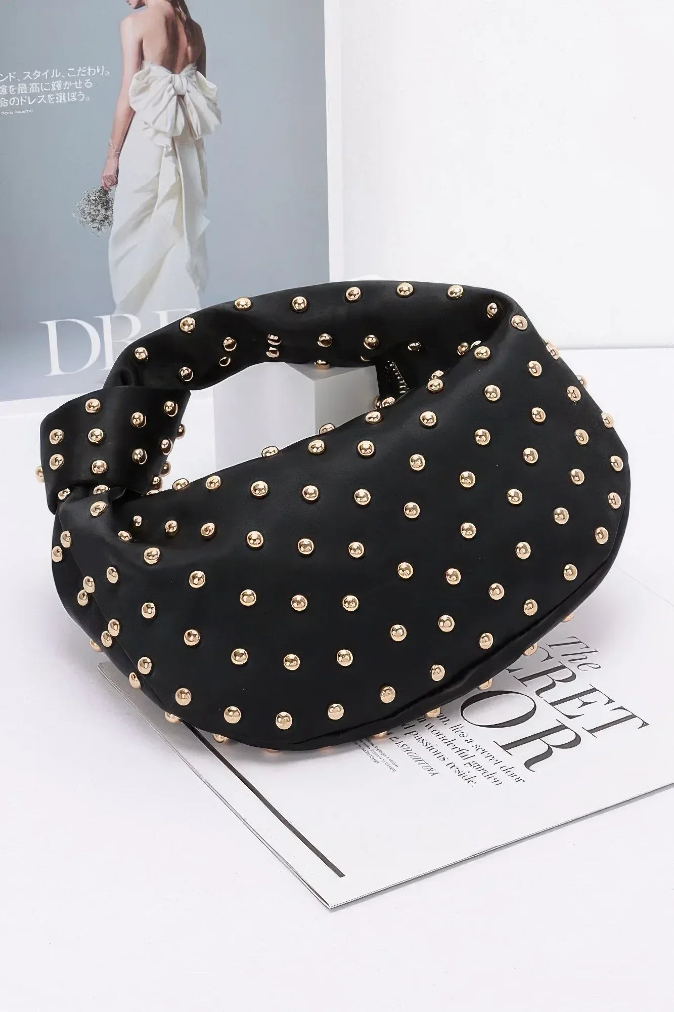 Satin Metal Studded Hobo Bag | Mixtshop LLC