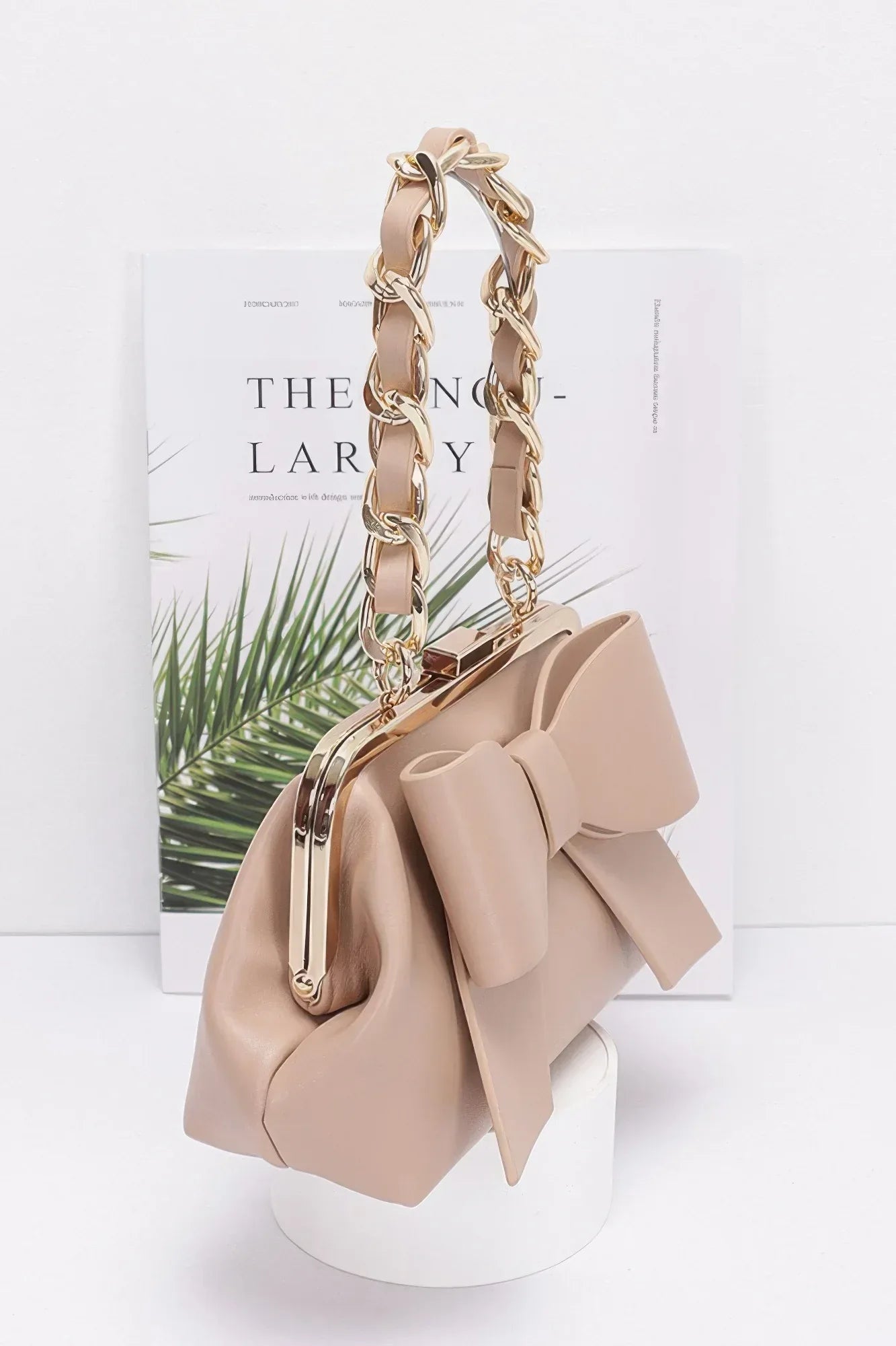 Faux Leather Ribbon Chain Handle Party Clutch Secondary image