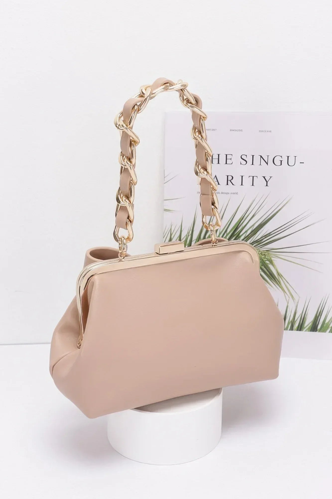 Faux Leather Ribbon Chain Handle Party Clutch | Mixtshop LLC