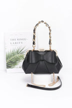 Faux Leather Ribbon Chain Handle Party Clutch | Mixtshop LLC