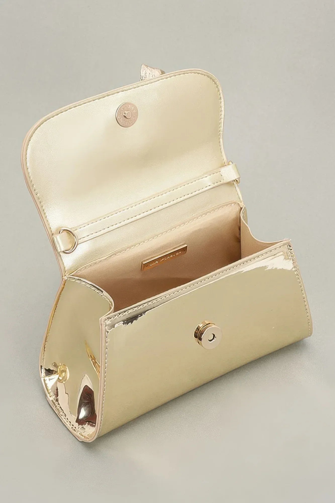 Faux Mirror Leather Ribbon Metal Top Handle Bag | Mixtshop LLC