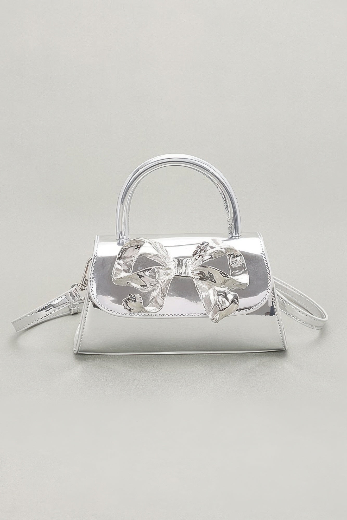Faux Mirror Leather Ribbon Metal Top Handle Bag | Mixtshop LLC