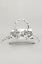 Faux Mirror Leather Ribbon Metal Top Handle Bag | Mixtshop LLC