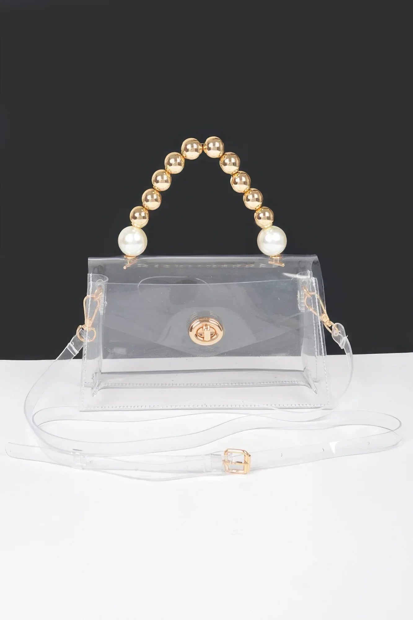 Transparent Ccb Handle Flap Clutch | Mixtshop LLC Main image