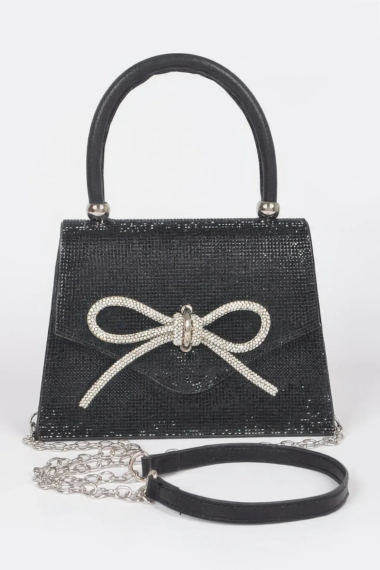 Rhinestone Ribbon Top Handle Bag | Mixtshop LLC Main image