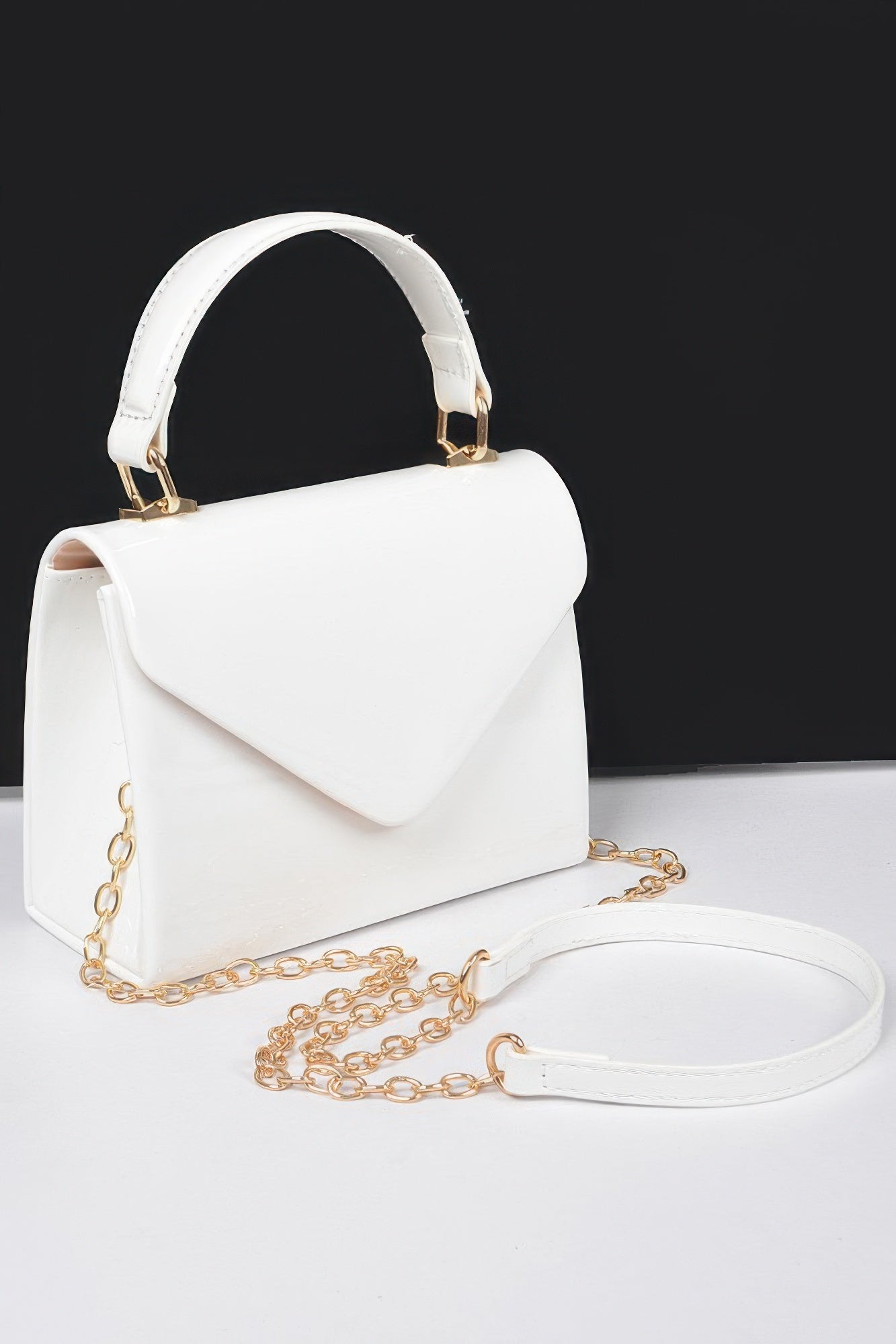 Enamel Faux Leather Top Handle Bag | Mixtshop LLC
