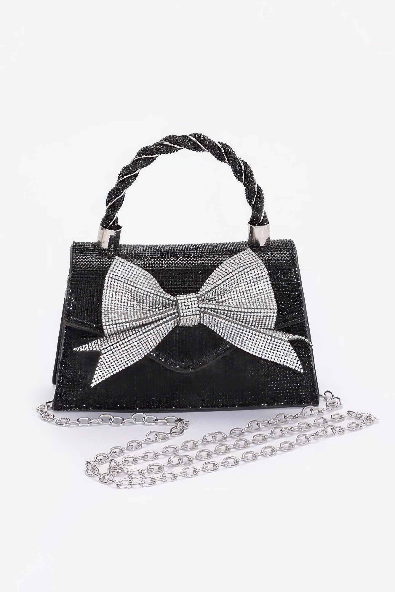 Rhinestone Ribbon Top Handle Flap Bag | Mixtshop LLC