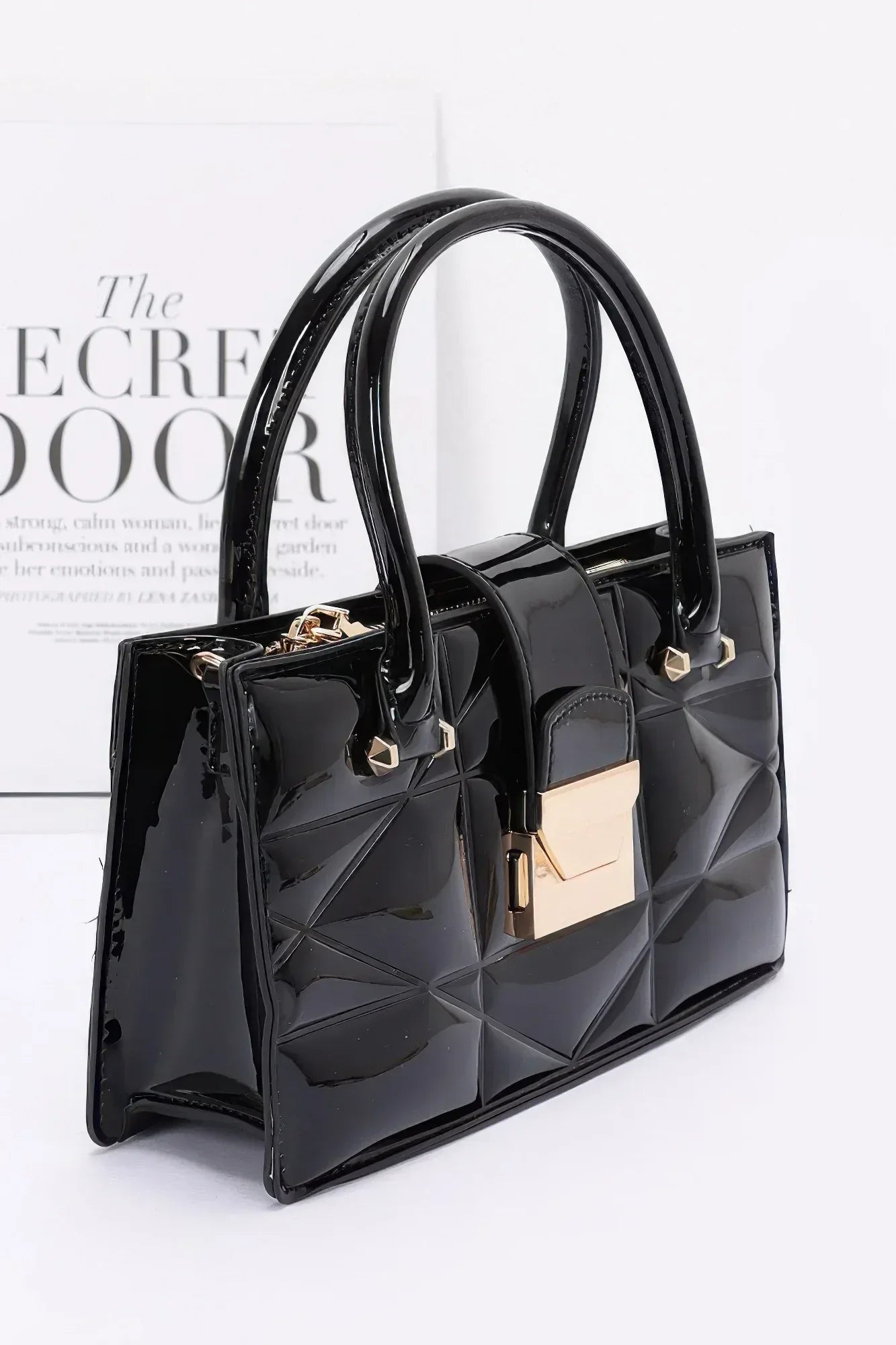 Embossed Enamel Handle Clutch Secondary image