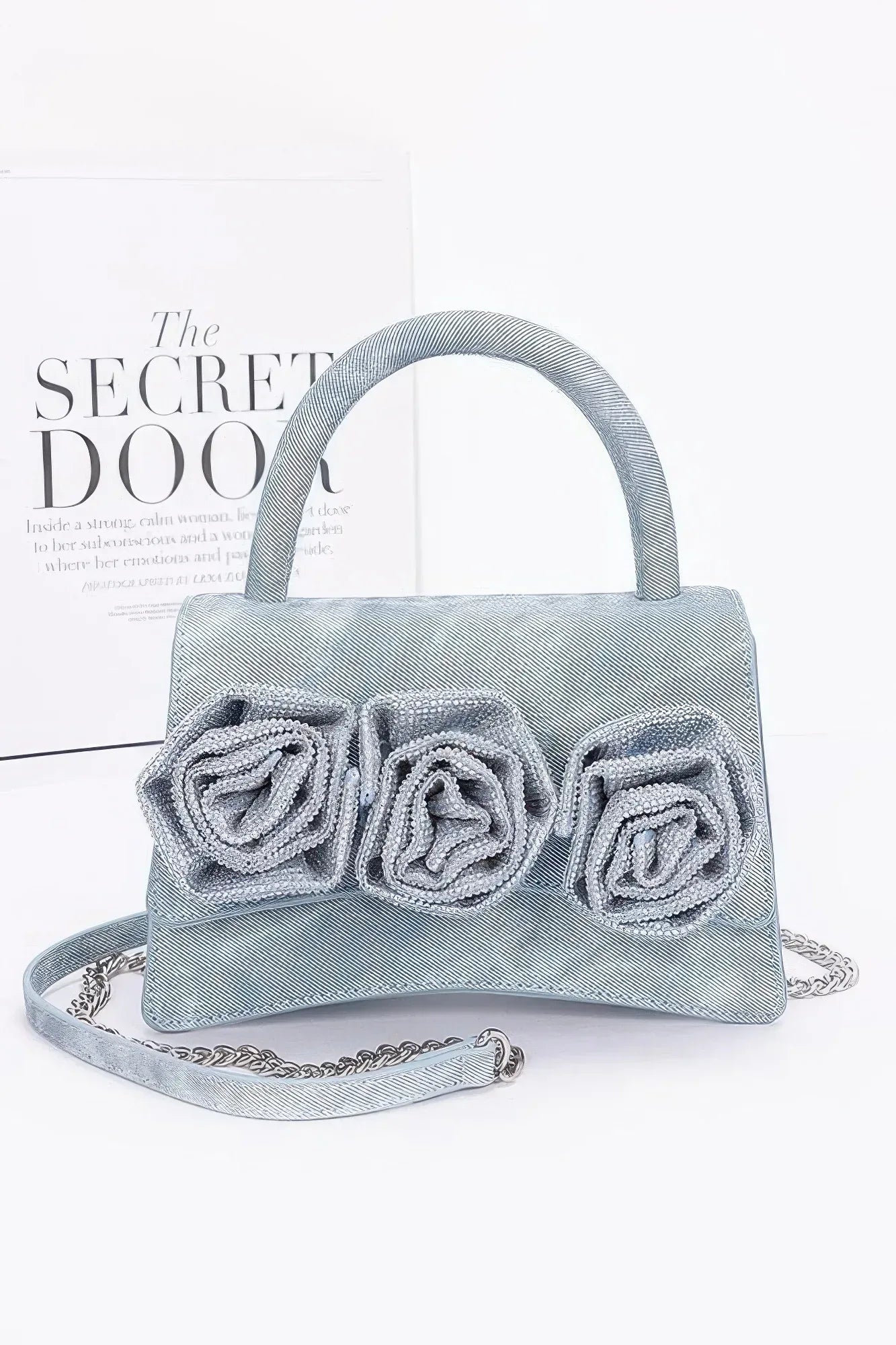 Faux Leather Rhinestone Hot Fix Flower Bag | Mixtshop LLC Main image