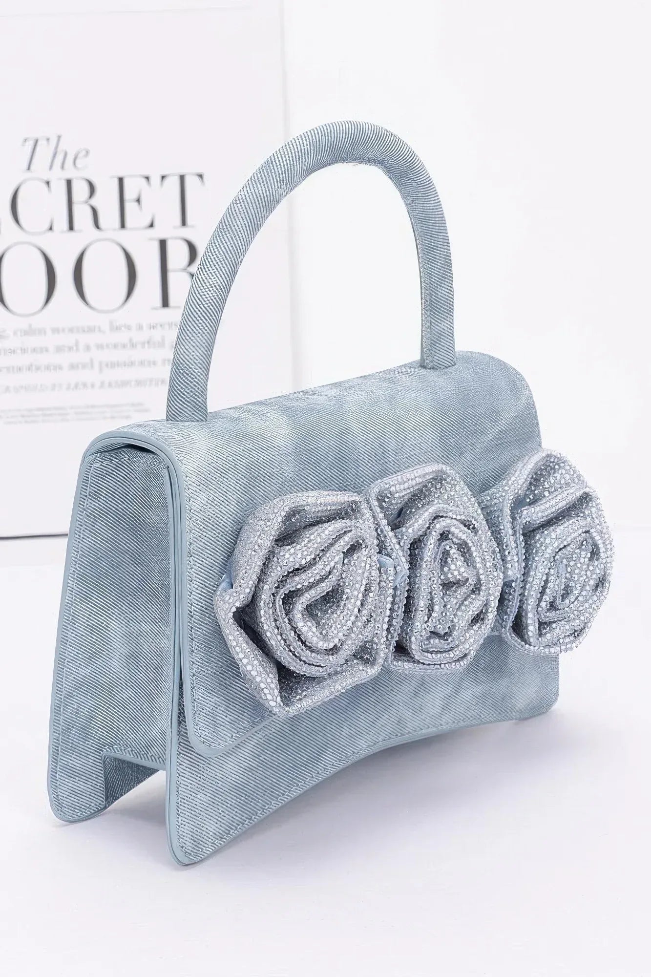 Faux Leather Rhinestone Hot Fix Flower Bag Secondary image