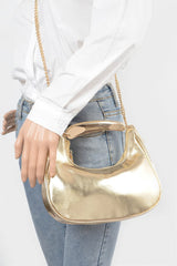 Metallic Faux Leather Metal Top Handle Clutch | Mixtshop LLC