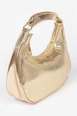 Metallic Faux Leather Metal Top Handle Clutch | Mixtshop LLC