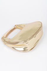 Metallic Faux Leather Metal Top Handle Clutch | Mixtshop LLC