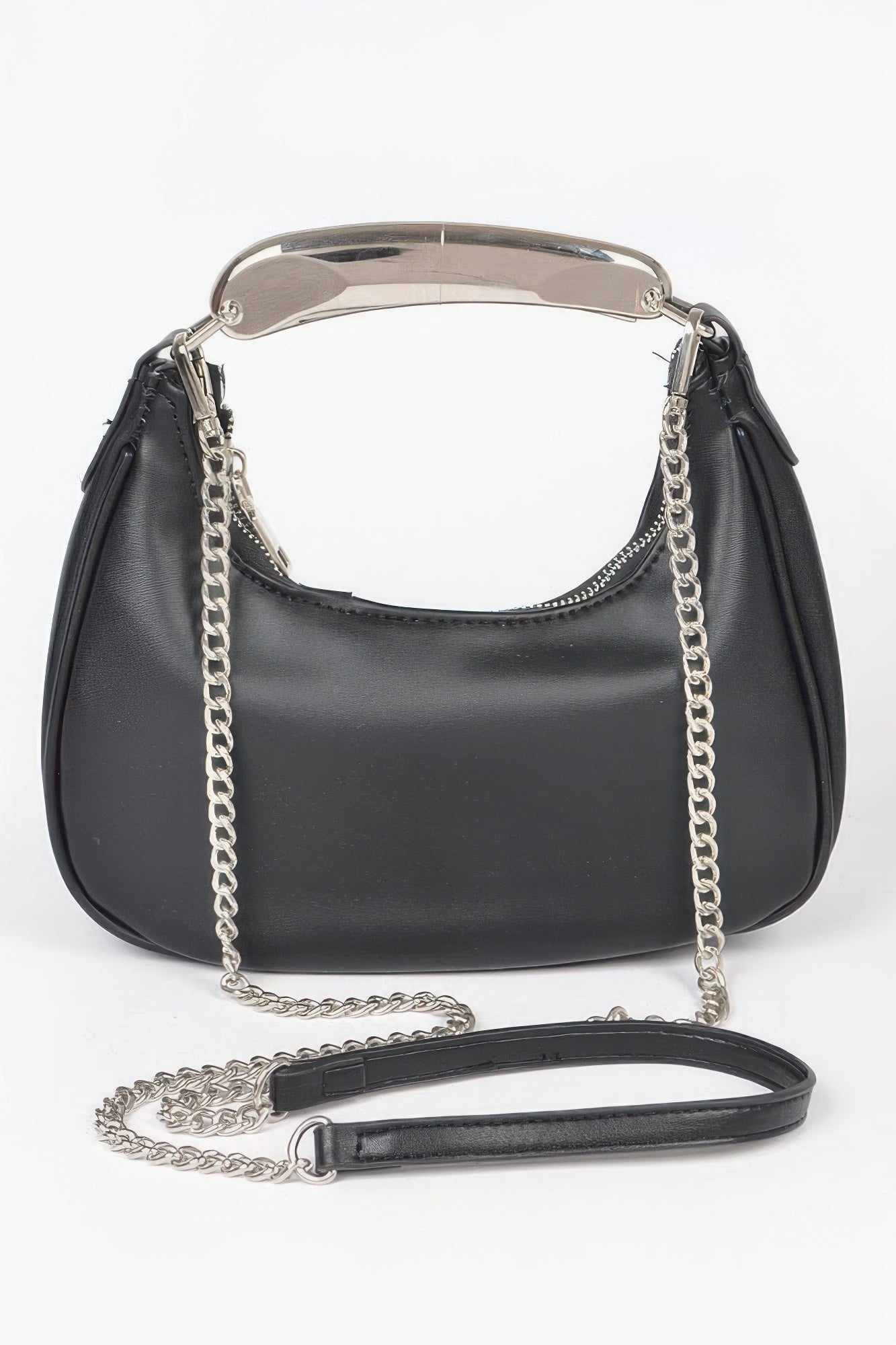Metallic Faux Leather Metal Top Handle Clutch | Mixtshop LLC