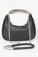 Metallic Faux Leather Metal Top Handle Clutch | Mixtshop LLC