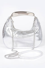 Metallic Faux Leather Metal Top Handle Clutch | Mixtshop LLC